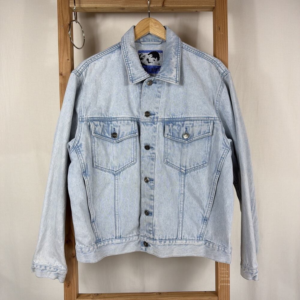 Vintage 90's Today News Denim Sliver Button Adjustable Waist Jacket #1242 SZ MED